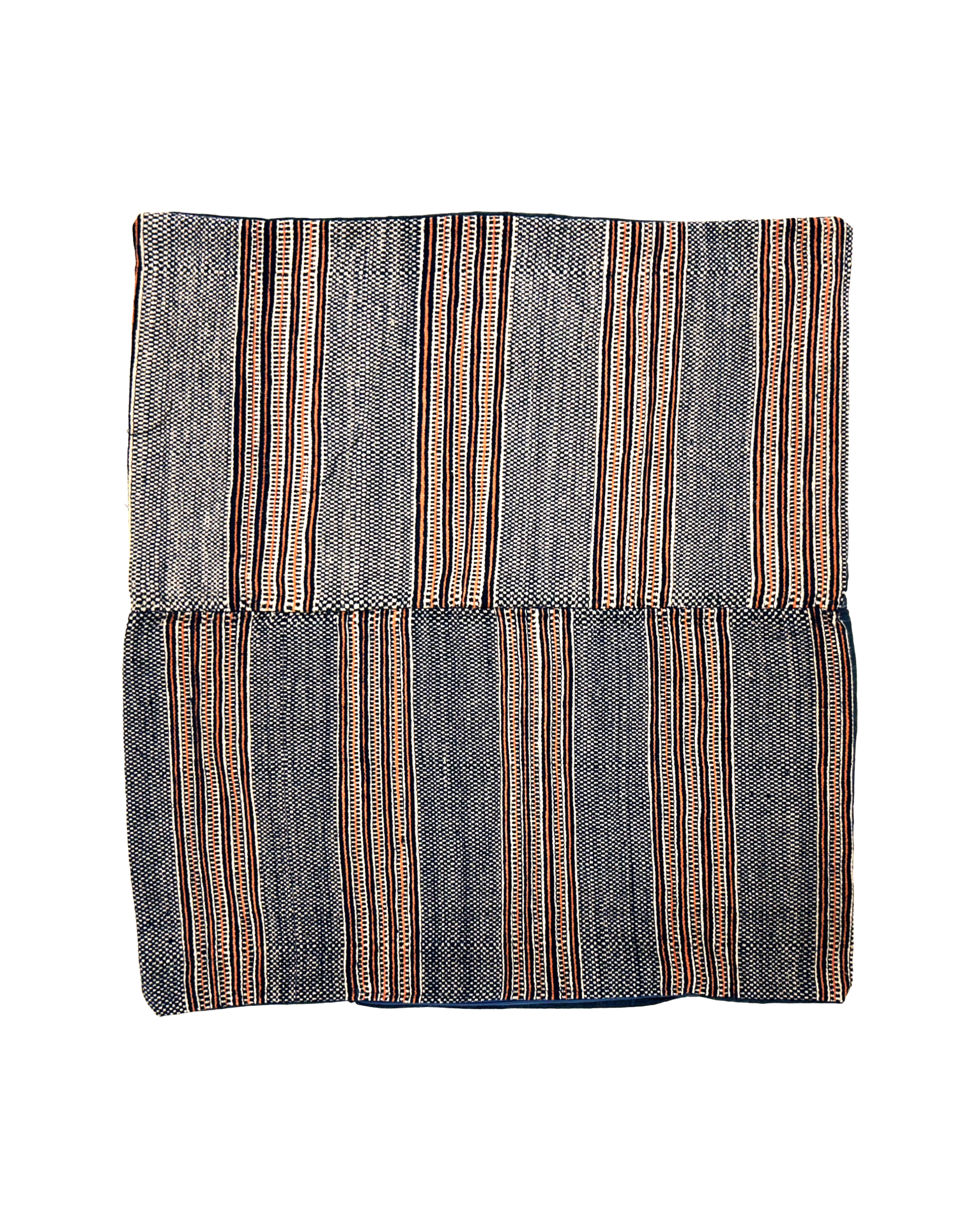 Large Woven Indigo Cushion - Orange & Blue - Tamay & Me - Handmade in Vietnam