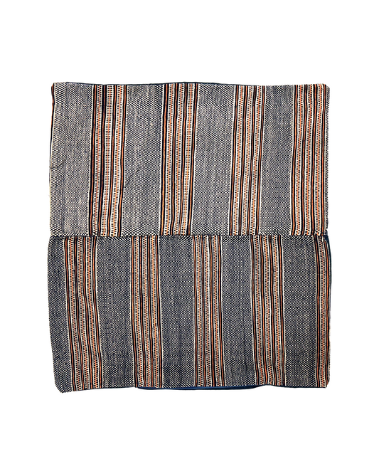 Large Woven Indigo Cushion - Orange & Blue - Tamay & Me - Handmade in Vietnam