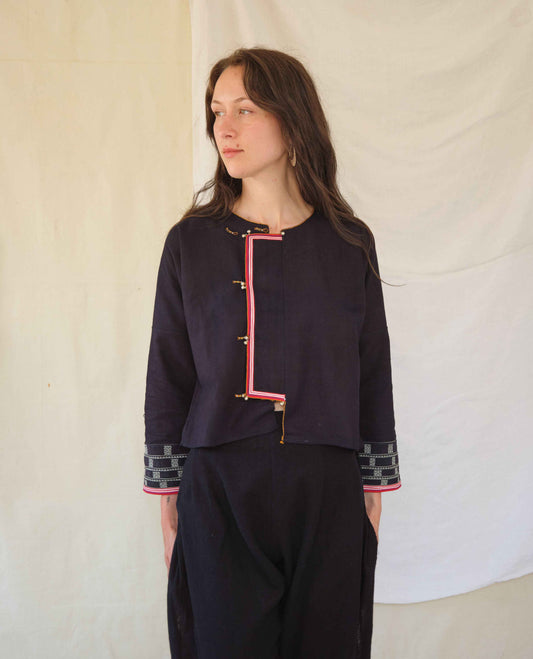 Embroidered Jacket in 21 Dip Indigo - Tamay & Me - Handmade in Vietnam