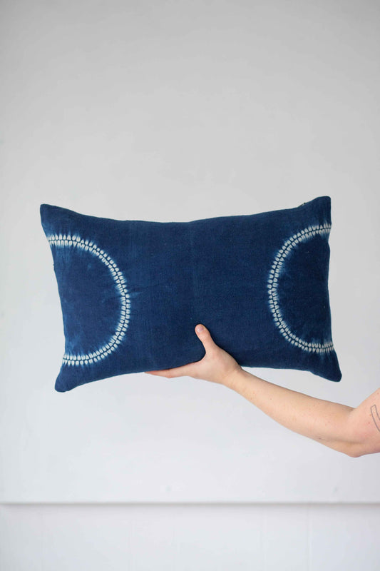Indigo Cushion with Two Moons - Tamay & Me - Handmade in Vietnam