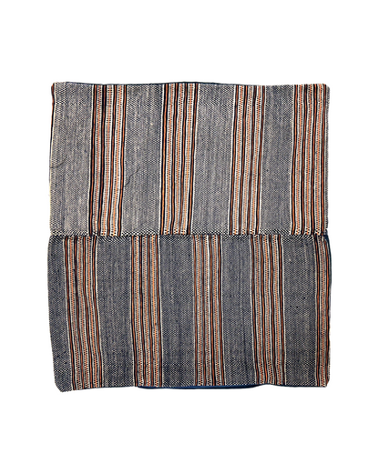 Large Woven Indigo Cushion - Orange & Blue - Tamay & Me - Handmade in Vietnam