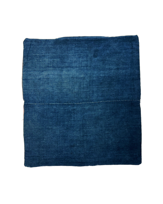 Large Woven Indigo Cushion - Orange & Blue - Tamay & Me - Handmade in Vietnam