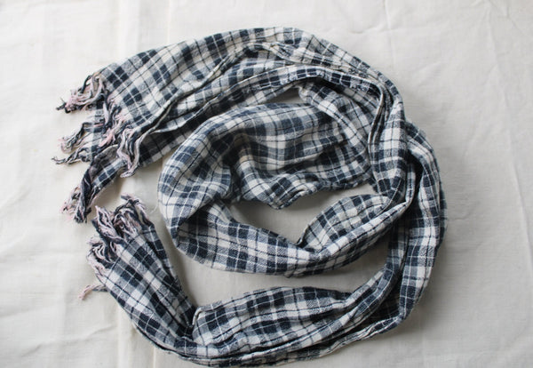 White Thai woven cotton scarf