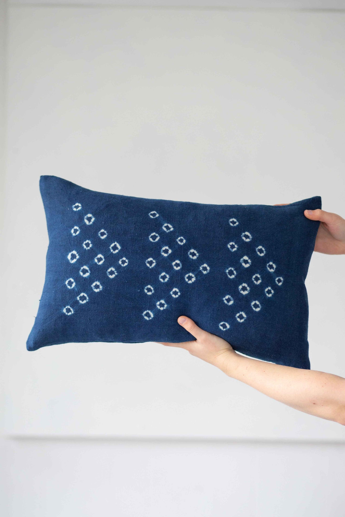 Flying birds indigo cushion