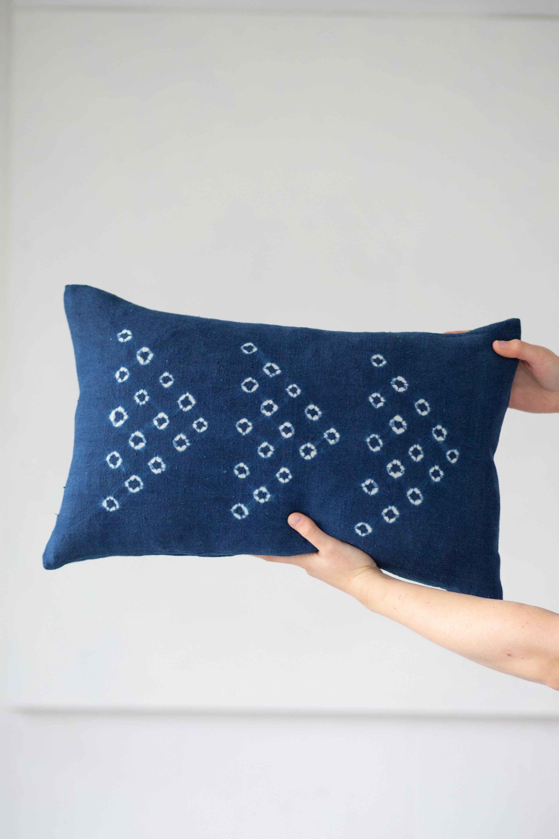 Flying birds indigo cushion